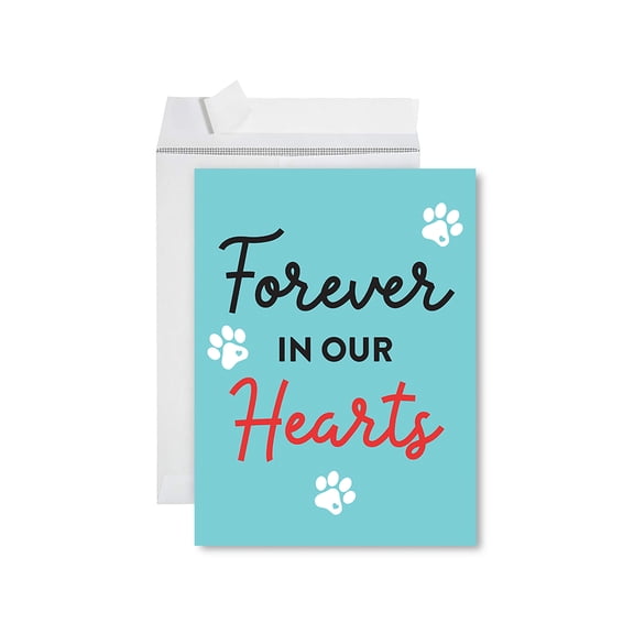 Koyal Wholesale Jumbo Pet Sympathy Card with Envelope, Sorry For Your Loss, Forever In Our Hearts, 8.5" x 11", 1-Pk