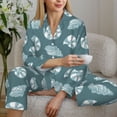 thumbnail image 6 of Pajama Sets for Women 2 Pcs, Green White Conch Button Down Long Sleeve Sleepwear Lounge PJ Sets, 6 of 6
