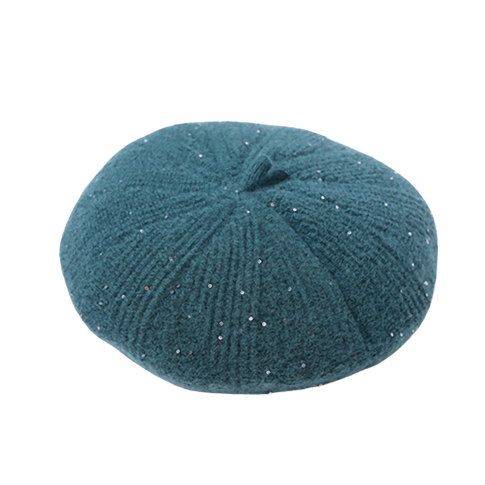 Wool Sequins Knitted Beret Hat French Style Beanie Hats 