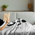 thumbnail image 3 of Live Laugh Love Soft Flannel Fleece Throw Blanket, Hand Drawn Monochrome Message and Heart with Stained Background, Cozy Plush for Indoor and Outdoor Use, 70" x 90", Black White, by Ambesonne, 3 of 5