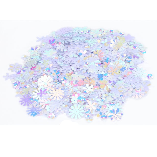 Confeti con forma de flor, lentejuelas brillantes, lentejuelas, decoración para fiestas, bodas (color blanco)