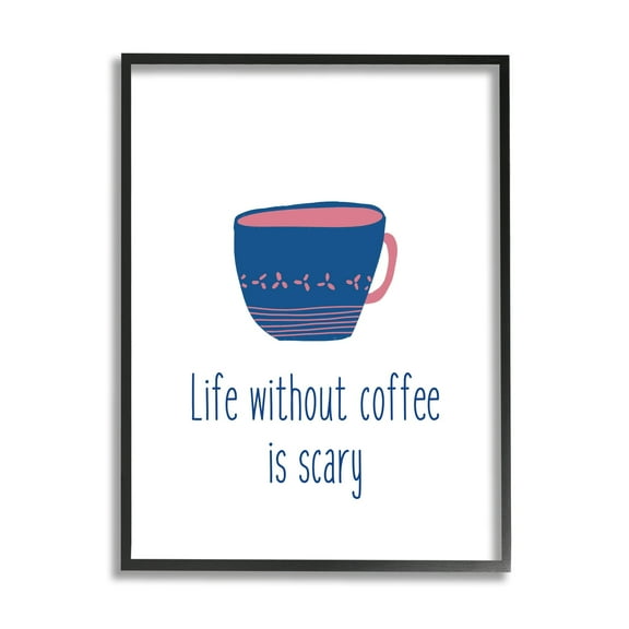 Stupell Industries Life Without Coffee Humorous Patterned Breakfast Mug Graphic Art Black Framed Art Print Wall Art, Design by J. Weiss