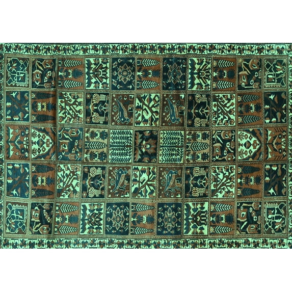 Ahgly Company Machine Washable Indoor Rectangle Animal Turquoise Blue Traditional Area Rugs, 6' x 9'