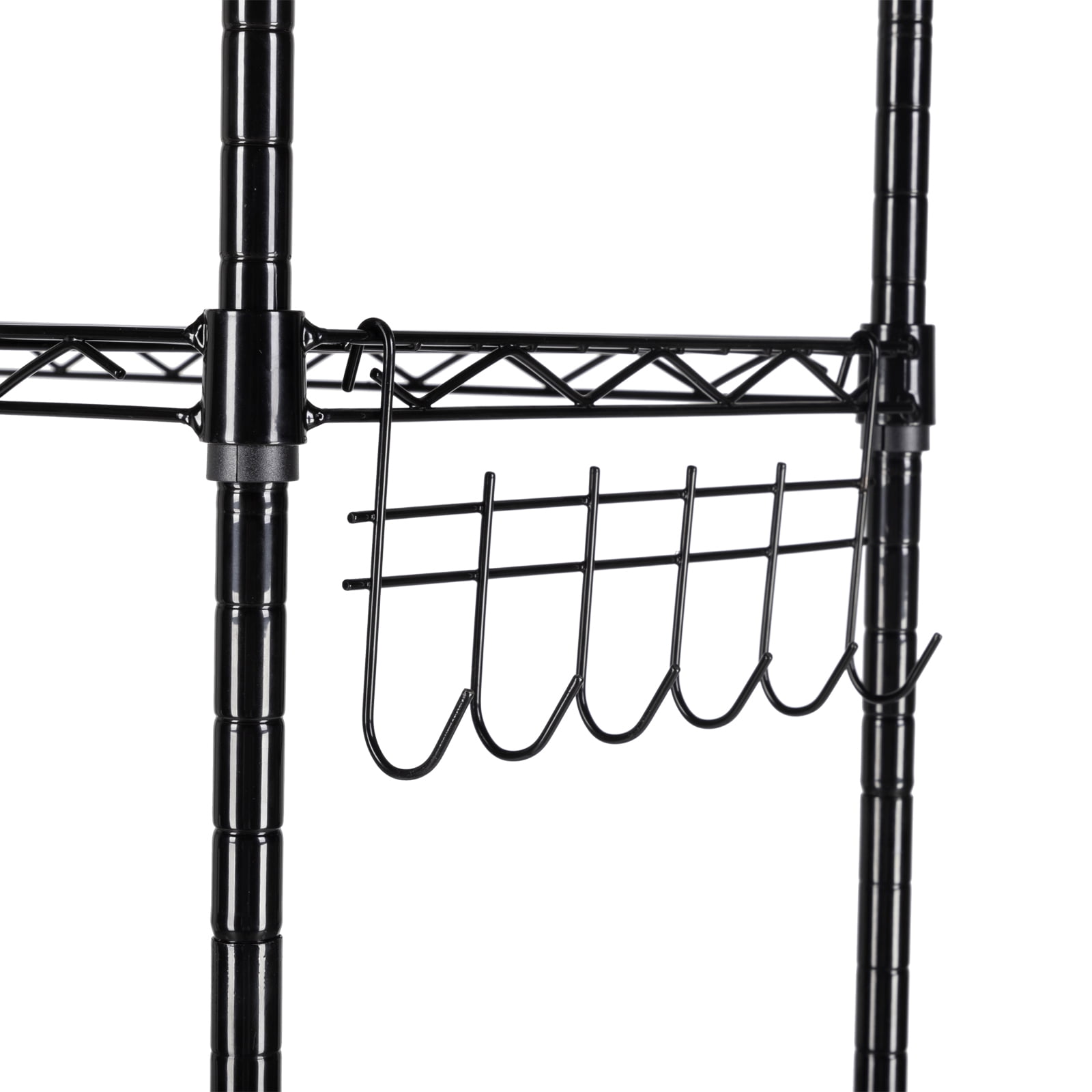 6-Tier Replaceable assembly with wheels, floor mounted carbon steel storage rack, Rust-Resistant Adjustable​ Black