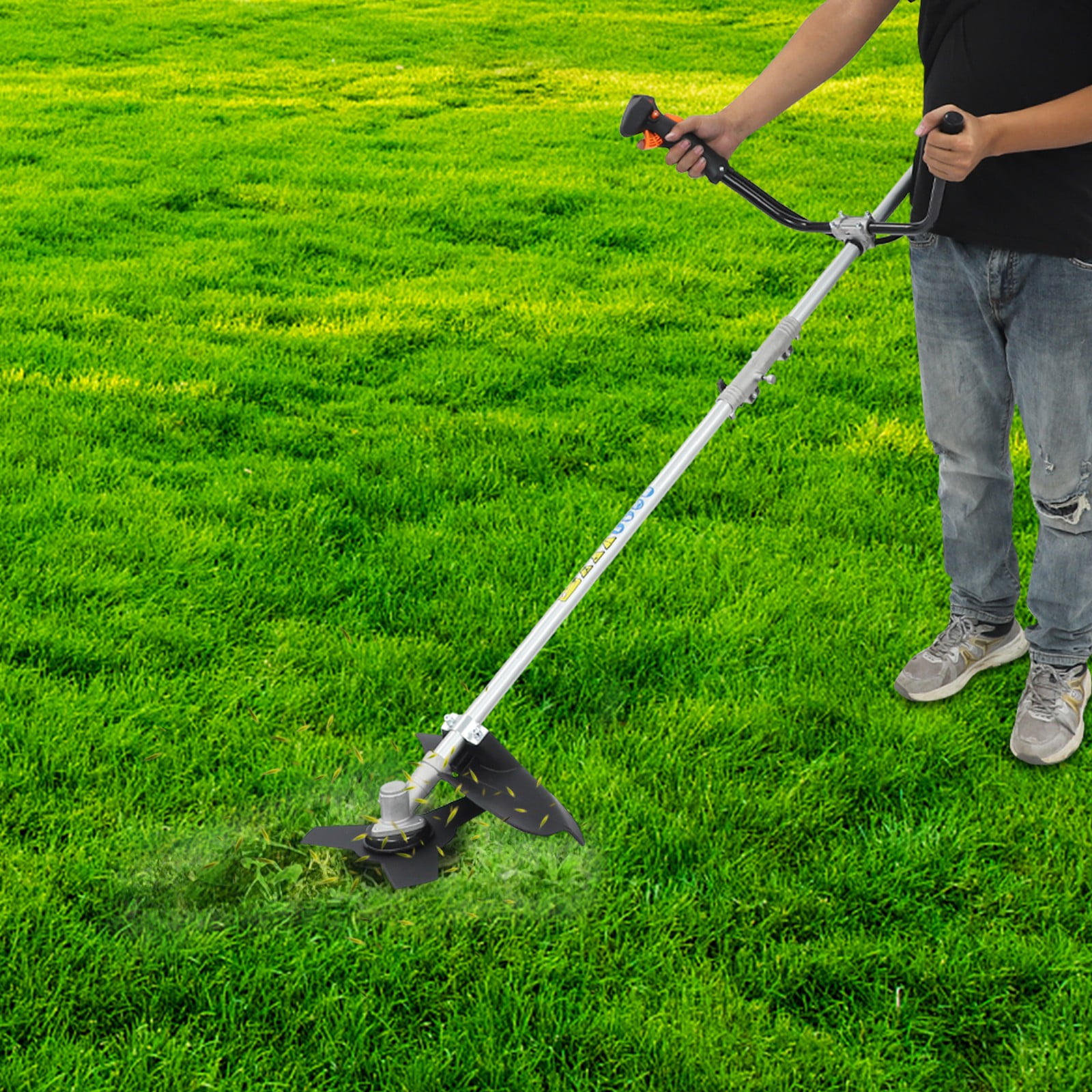 ToppiJoy 42.7CC Gas Weed Wacker, 2-Cycle Gas Powered String Trimmer with 3 Trimming Heads, Safety Guard and Shoulder Strap, for Lawn Garden