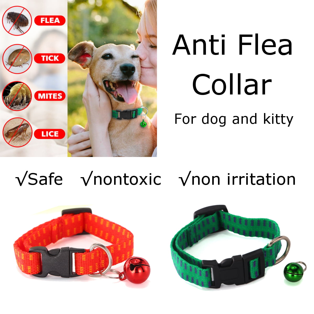 Adjustable Flea and Tick Collar for Dogs Cats Pet Anti Parasites