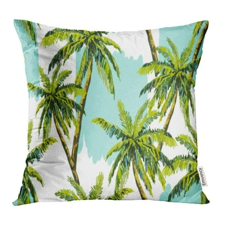Palm Tree Pattern - ARHOME Blue Beach Beautiful Floral Summer Pattern with Palm Trees Perfect for Green Pillow Case Pillow Cover 20x20 inch Throw Pillow Covers