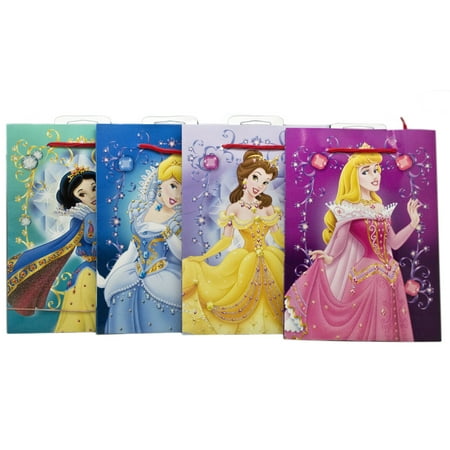 Disney Princess Assorted Character/Color Jewel Themed Small Size Gift Bags (4pc)