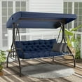 thumbnail image 3 of Porch Swing Cushions Outdoor, 2-3 Seat Swing Replacement Cushions Waterproof, 4" Thick Bench Cushion with Backrest and Ties for Garden Furniture (Navy Blue, 40x40 in), 3 of 5