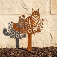 thumbnail image 3 of CoreLiving Garden Stake Decorative Cat Garden Decor Metal Yard Art Rustic Outdoor Statue for Porch Lawn Yard Ornament Weather Resistant Brown Finish, 3 of 9