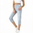 thumbnail image 7 of Edvintorg Women Capris Lightweight Elastic Waisted Casual Straight Leg Capri Pants with Pockets Women's Clothing Sky Blue XL, 7 of 7