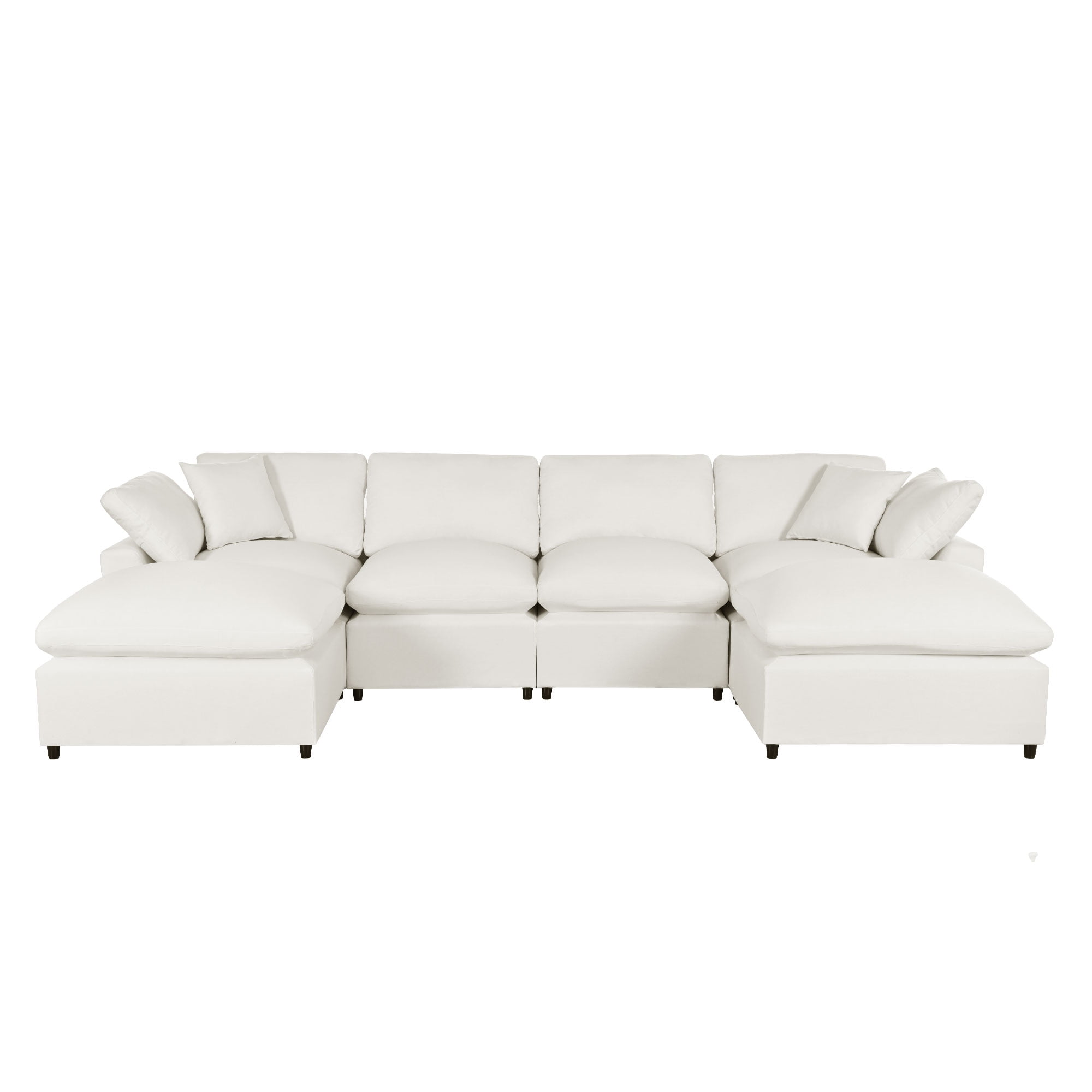 Harper & Bright Designs Convertible Modular Sectional Sofa with 2 Removable Ottomans & Pillows, Large U Shape Cloud Couch with Reversible Chaise for Living Room, Beige