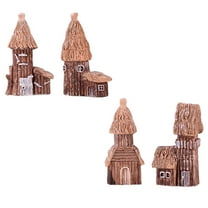 HIAKDOFT 4Pcs Resin Village House Figurine Assorted Color Garden Miniatures Decor