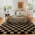 thumbnail image 2 of ASPILLOW Classic Checkered Shaggy Rug,5x7 Fuzzy Shaggy Living Room Carpet,Fluffy Rugs for Bedroom Home Aesthetic Decor,Black and Camel, 2 of 8