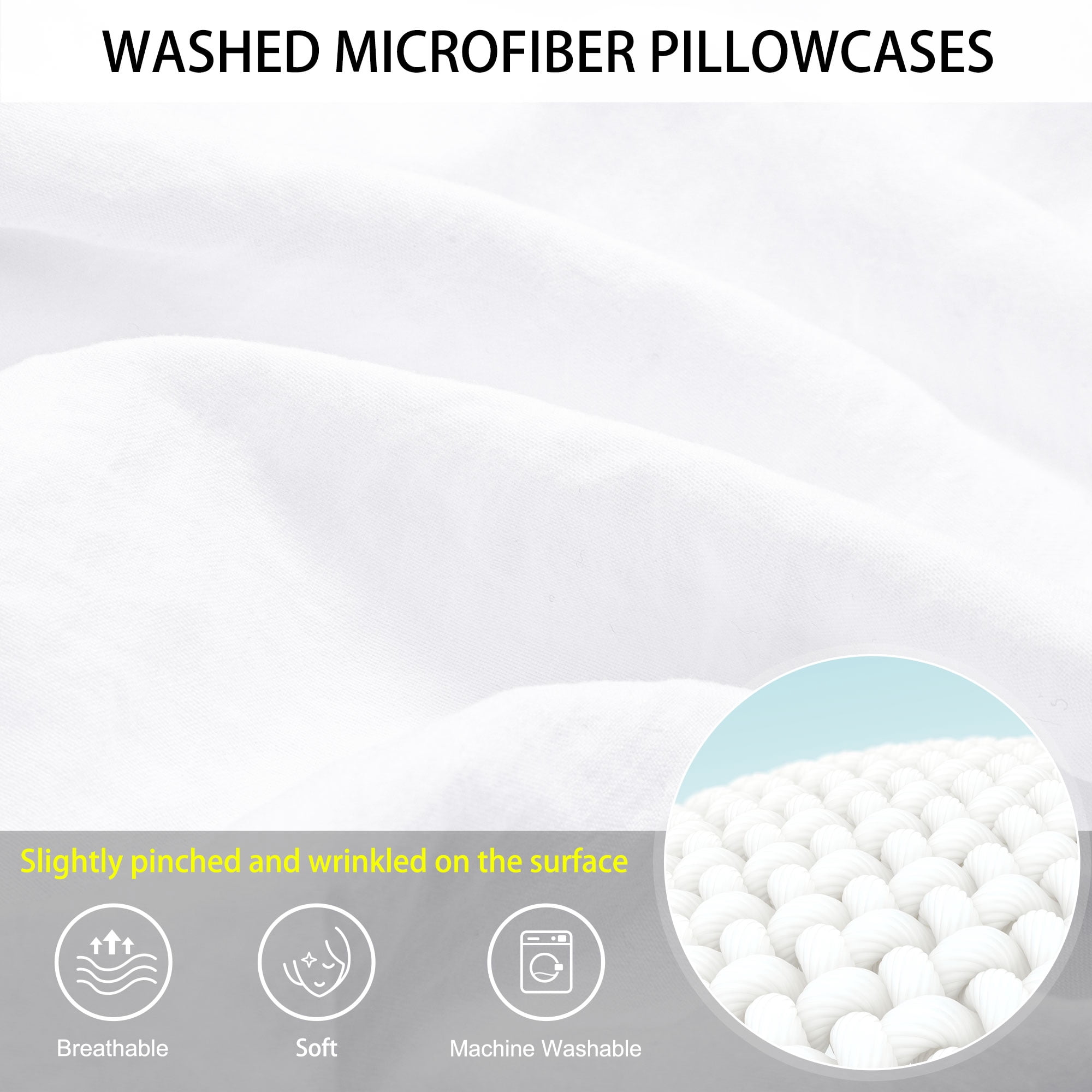 Unique Bargains Envelope Closure Washed Microfiber Body Pillowcases White 20"x48"