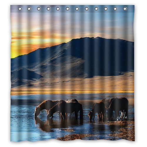 ABPHQTO Cortina de ducha Wild Horses Cortina de ducha impermeable 160x180 cm