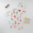 thumbnail image 4 of Kid Boys Chic Animals Printed One-Piece Rash Guard with Sun Hat 2pcs Swimsuit Pool Beach Bathing Suit (Colorful Pineapples, 3), 4 of 5