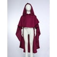 thumbnail image 3 of TiaoBug Unisex Kids Hooded Capes High-Low Long Cloak with Hood for Halloween Party Dress Up Burgundy L/成人S, 3 of 7