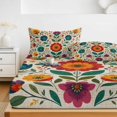 thumbnail image 6 of Twin Sze Fitted Sheet Set - Red Teal Floral Boho 2 Piece Bedding Sets 16" Deep Pocket Fitted Sheet with 1 Pillowcase, Summer Spring Flowers Botanical Brushed Microfiber Hotel Luxury Bed Sheets, 6 of 9