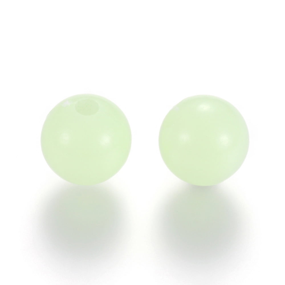 500gs Luminous Acrylic Round Beads Glow in the Dark Pale Green 10mm Hole: 2mm about 950pcs/500g
