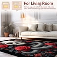thumbnail image 2 of ODIKA 6'x9' Machine Washable Non-Slip Area Rug, Slithering Serpent Death Motif Round Flooring With Botanical Rose High Traffic Rug, Red, 39815, 2 of 7