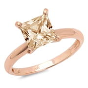 CLARA PUCCI 1.0 ct Brilliant Princess Cut Clear Simulated Diamond 18K Rose Gold Solitaire Ring SZ 6.75