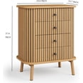 thumbnail image 2 of Fluted 4 Drawers Dresser, Tall Modern Chest of Drawers, Bedroom Dressers with Drawers, Curved Profile Design, Side Table for Living Room, Hallway, Entryway, Natural, 2 of 8