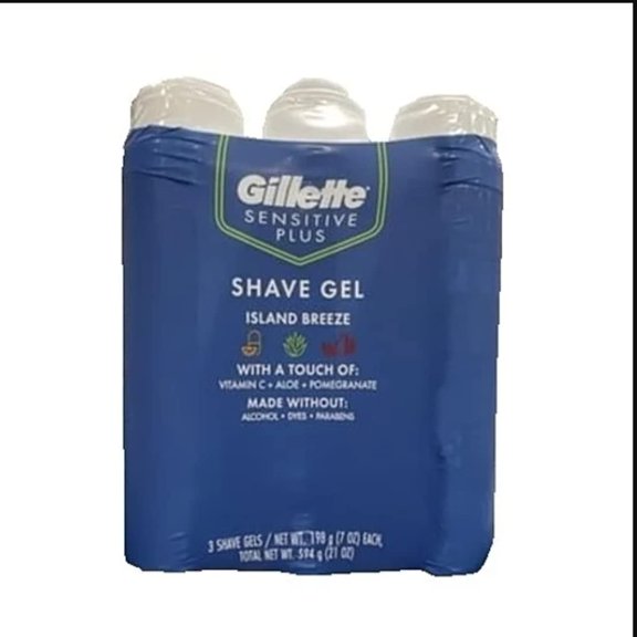 Gel de afeitar Gillette Sensitive Plus Island Breeze, paquete de 3