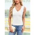 thumbnail image 6 of Womens Summer Casual V Neck Sleeveless Workout Tank Tops White M, 6 of 9