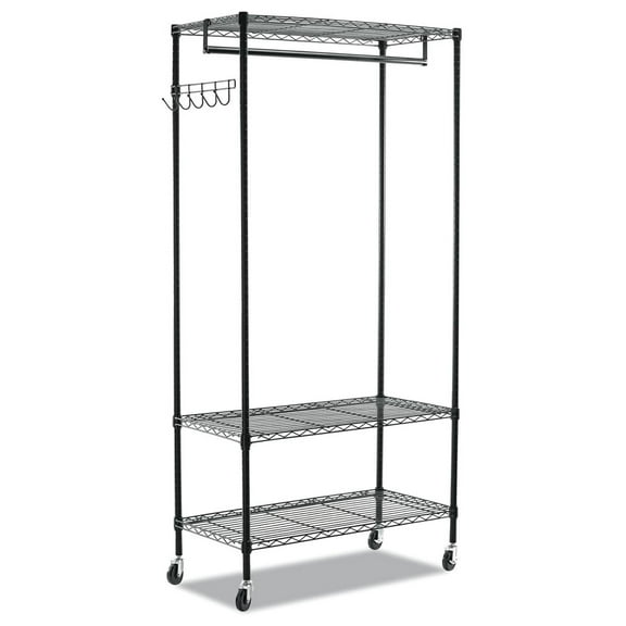Wire Garment Rack Black - Heavy Duty Clothes Rack with Shelves & Casters - Adjustable 3-Shelf Rolling Rack for Clothes, Umbrellas, Bags - 500lbs Capacity