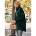 thumbnail image 4 of Women's Turtleneck Oversized Sweaters Long Batwing Sleeve Spilt Hem Tunic Pullover Knit Tops, 4 of 13
