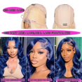 thumbnail image 2 of Pelucas con encaje frontal Guebb Body Wave, cabello humano azul oscuro de 22 pulgadas, 2 of 6