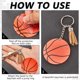 thumbnail image 3 of 1 caja de 64 llaveros deportivos de baloncesto, llaveros de baloncesto deportivos personalizados de acrílico, llaveros DIY, dijes, kit de borlas, 3 of 6