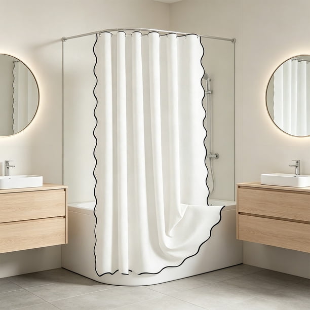 Cortina de Ducha de Gran Tamaño: Tejido de Poliéster Impermeable, Cortina Colgante Plegable y Suave para Baño, Caravana, Gimnasio o Dormitorio.