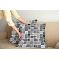 thumbnail image 3 of Ambesonne Grey Throw Pillow Cover 2 Pack, Plaid Patchwork Retro, 24", White Black Grey, 3 of 6