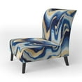 thumbnail image 3 of Designart « Flowing Vibrant Blue and Gold Art IV » Fauteuil d'Appoint Moderne Bleu Rembourré - Fauteuil Moderne pour Salon, 3 of 7