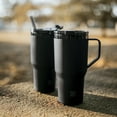 thumbnail image 3 of Swiss Tech 30oz black triple wall stainless steel tumbler 2-pack with handle & leakproof lid, 3 of 13