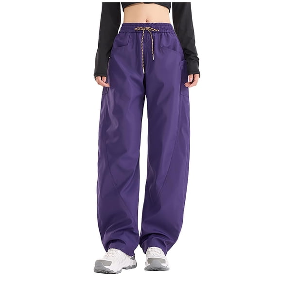Purple Womens Trousers Pants for Women Work Out Gym Brunch Running Going Out Waterproof Straight Leg Plain Long Leg Summer Fall Trousers Pants 2025 Clothing Y2K XXL
