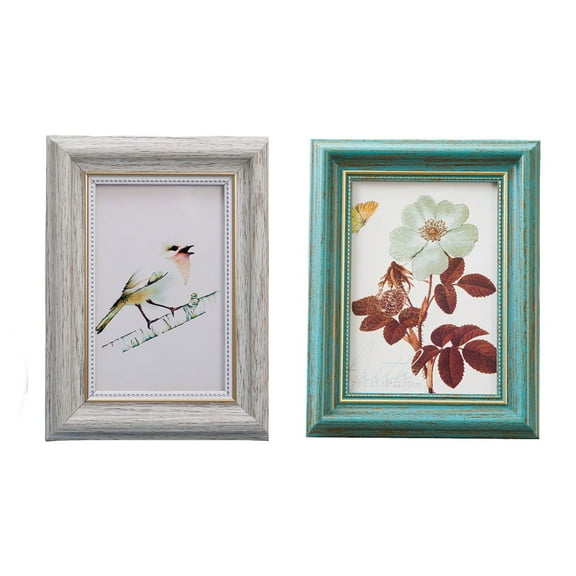 2 Pack Teal White Vintage 4*6 inch Picture Frames Tabletop Wall Hang Photo Holder Room Decor,  Vintage European/ Style Vertical/Horizontal Rectangular Picture Frame