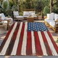 thumbnail image 2 of Farmhouse American Flag Outdoor Rug 4x6 Ft - Reversible Patio Rug Outdoor Camping Rugs, Blue Red USA Flag Vintage Washable Indoor Outdoor Area Rugs, Non-Slip Outdoor Carpet Runner for Deck/Porch, 2 of 8