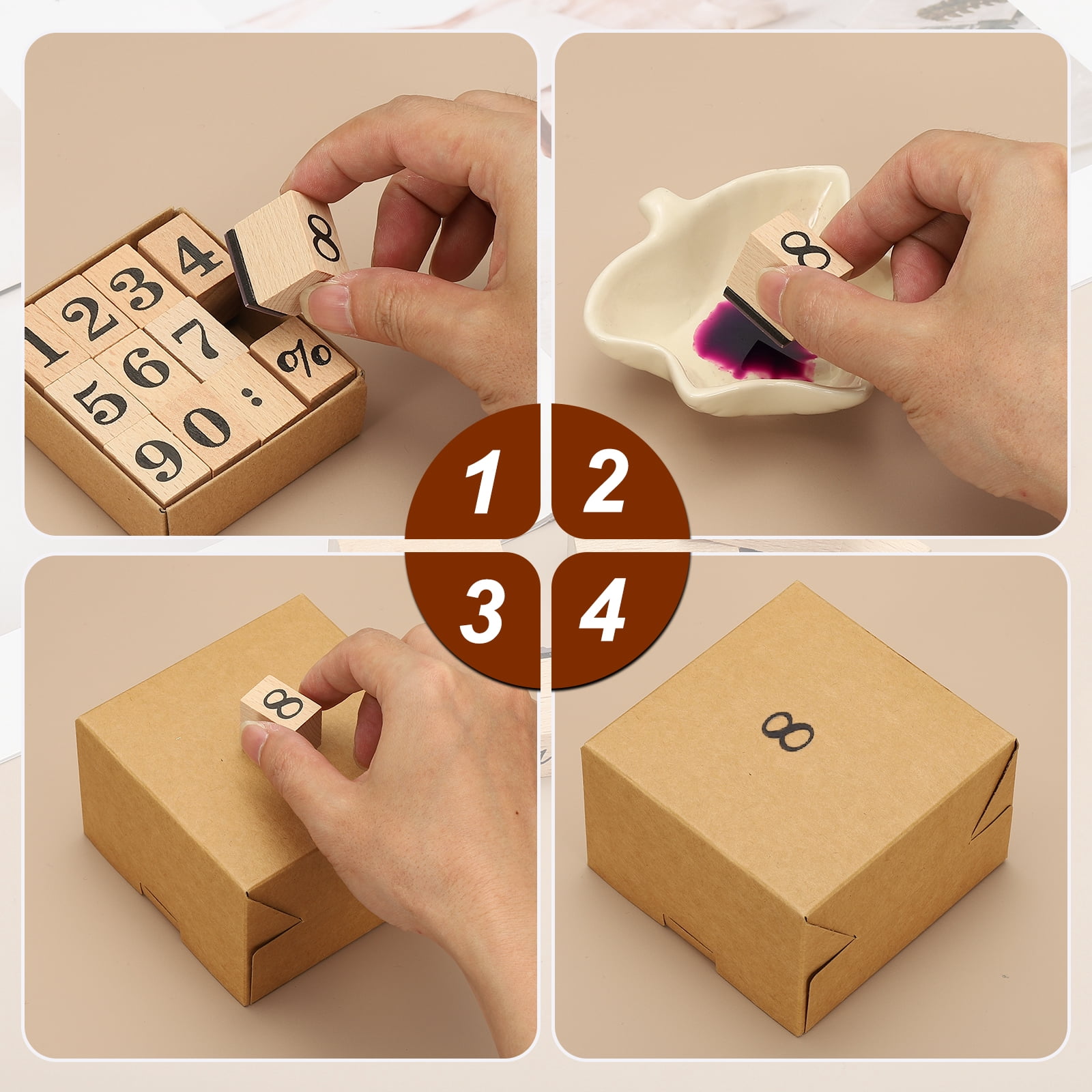 Unique Bargains Vintage Wooden Rubber Month Stamp Set for Crafting and Decoration ["Week"]