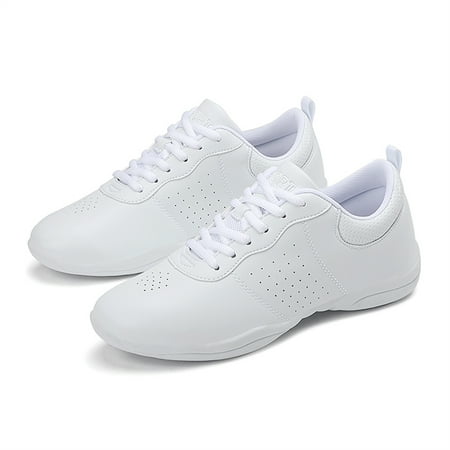 YOURDIARY Youth Girls Cheer Shoes White Cheerleading Dance Shoes Athletic Training Tennis Walking Competition Sneakers