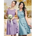 thumbnail image 3 of Women's Cocktail Dresses Prom Wedding Guest Short Bridesmaid Dresses Ruffle Hem Sleeveless Lace Formal Dress, 3 of 10