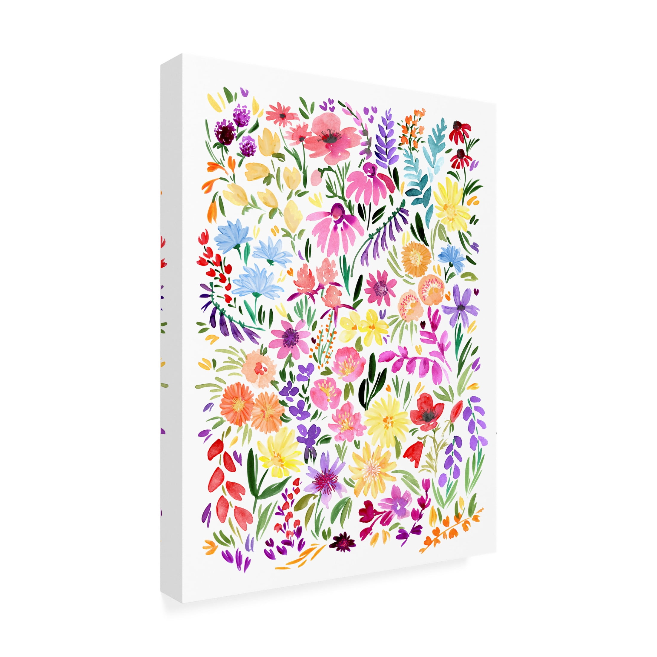 Canvas Wall Art - blursbyai 'Colorful Wildflowers' Wall Art for Living Room, Bedroom, or Office Décor by Trademark Fine Art - 24 x 32 Inches