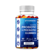 Vitamatic Probiotic Sugar Free Gummies for Men and Women 5 Billion CFUs - Digestive, Immune & Gut Health - Gluten FreeVitamatic Probiotic Sugar Free Gummies for Men and Women 5 Billion CFUs