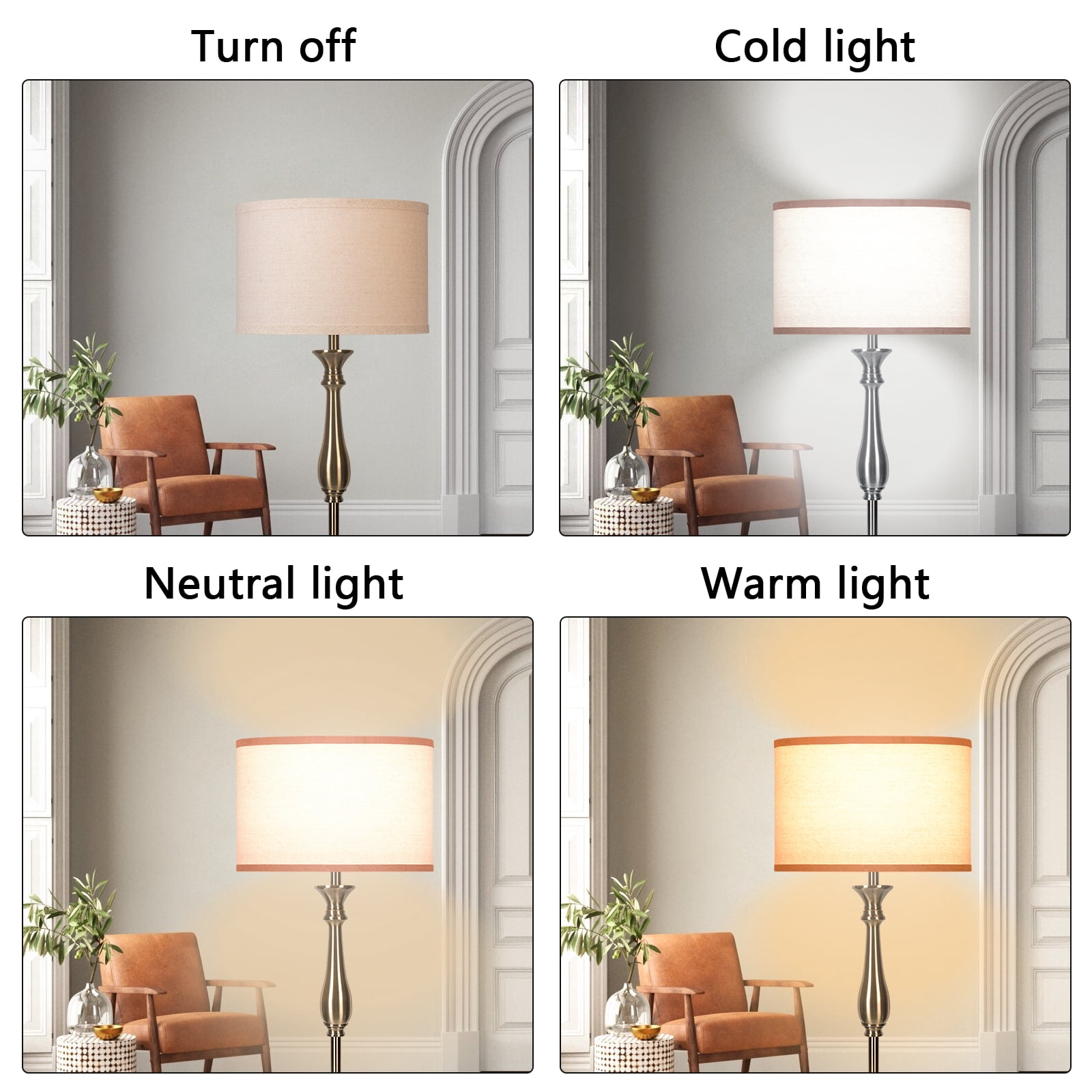 HonoDing Traditional Floor Lamp Classic Standing Lamp  Fabric Shade Rustic Upright Floor Lights Vintage Elegant(Bronze)