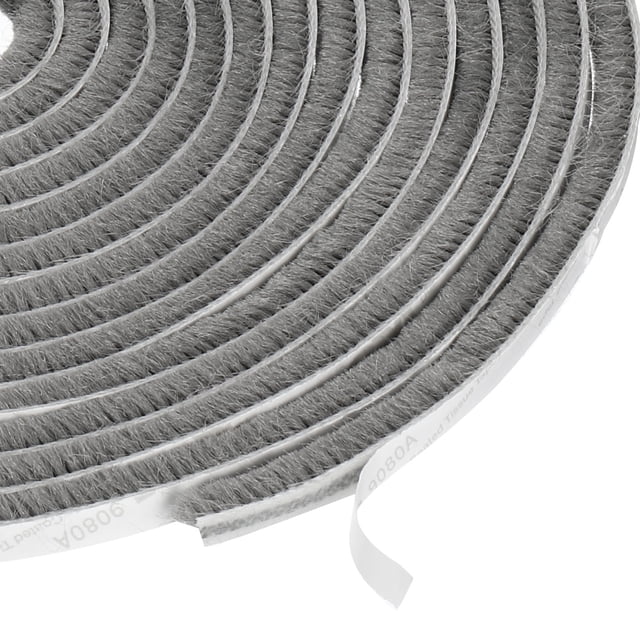 Sello de cepillo adhesivo para aislamiento de clima 1/4" x 1/4" x 49ft para puerta deslizante, ventana, armario, gris