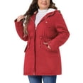 thumbnail image 4 of Agnes Orinda Women's Plus Size Parkas Jackets Faux Fur Lined Long Coats Casual Anorak Outwear Coat with Hood 2X Red, 4 of 6