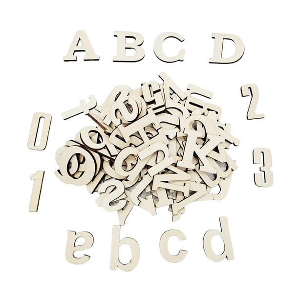 124Pcs Unfinished Wooden Letters Full Alphabet Numbers Wall Hanging White  DIY Name Pieces for Home Decoration decor for art Housewarming 
