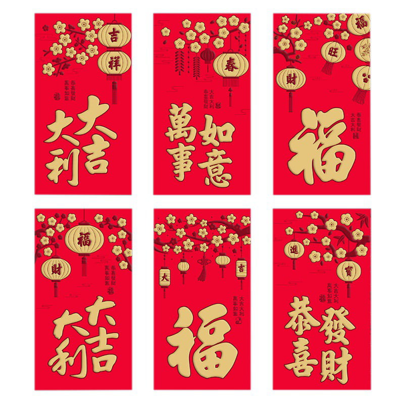 Weddings JmYo Chinese 2020 Lunar Rat Year Lai See for Chinese Spring Festival 30PCS Lovely Rat Red Envelope with 5 Designs Hongbao Lucky Money Red Packets Birthday Chinese Red Envelopes